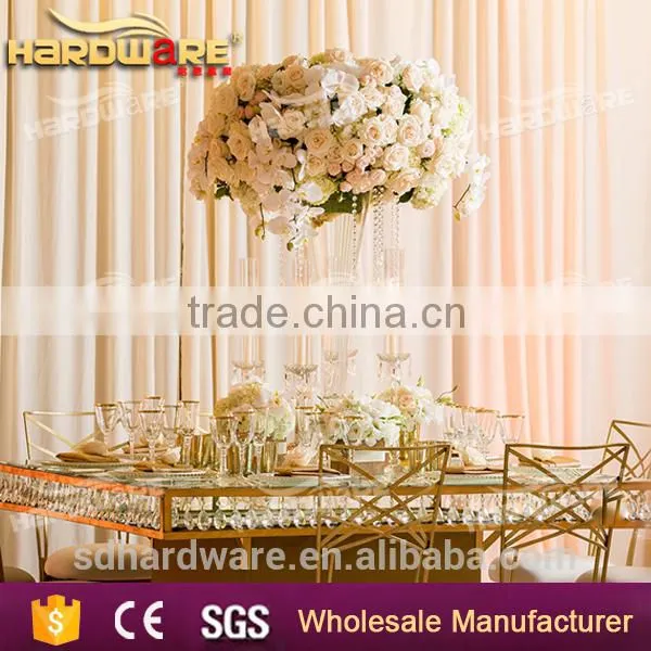 Hotel Glass Banquet Table Hotel Party Dining Table Metal Base Banquet Table