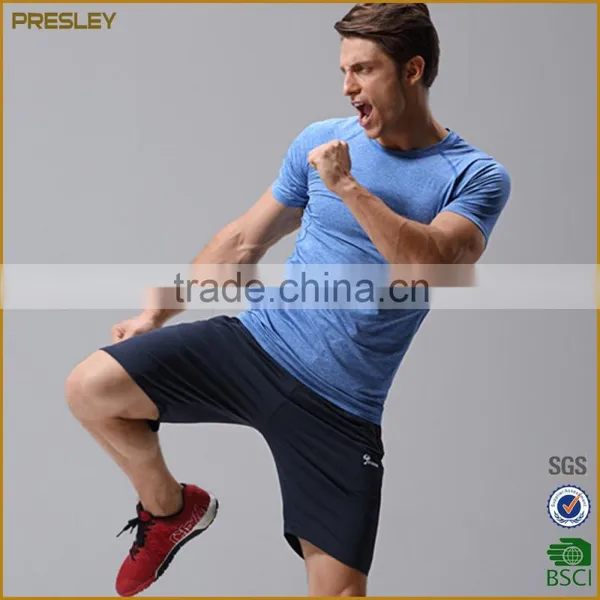 2016 Custom Design 100% Cotton Men's Heather Plain Round Neck Sports T Shirt photo-5