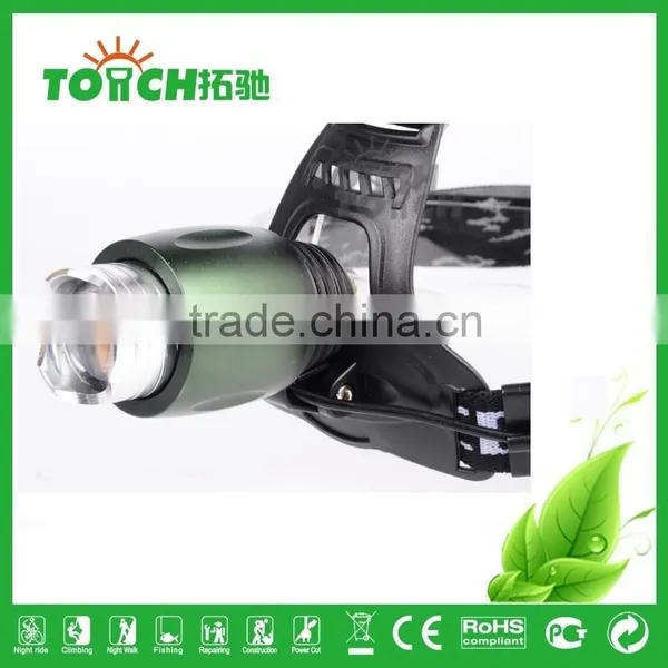 Green Color Rotate Focus LED Headlamp Zoom Light With Attack Head Aluminum Alloy Metal LED Headlights photo-2