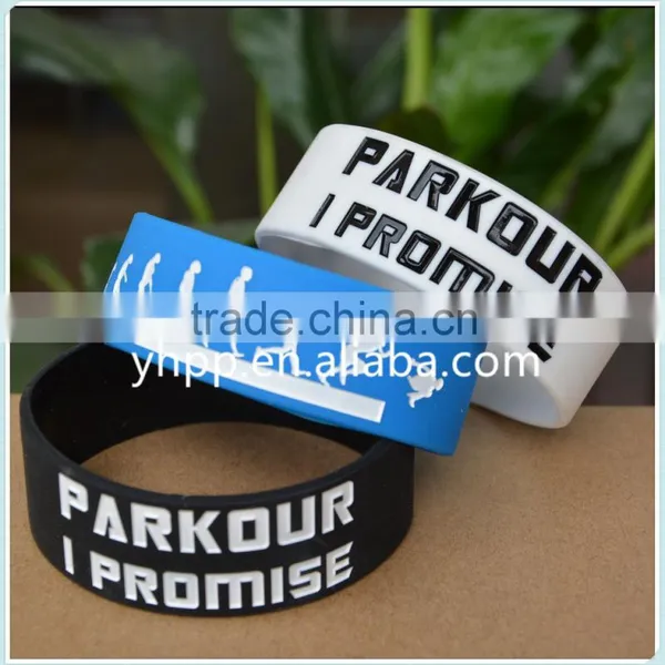 Custom Design Parkour I Promised Silicone Wristband Bracelets for Sport Adult Size 1" Wide photo-5