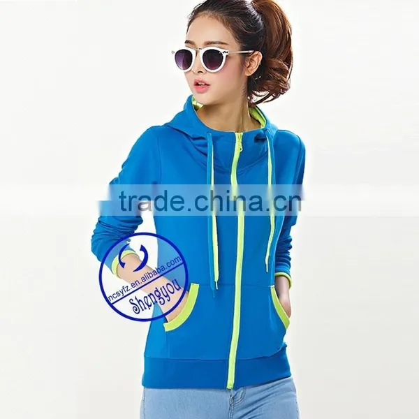 OEM High Quality Custom China Women Blank Zip up Hoodies photo-3