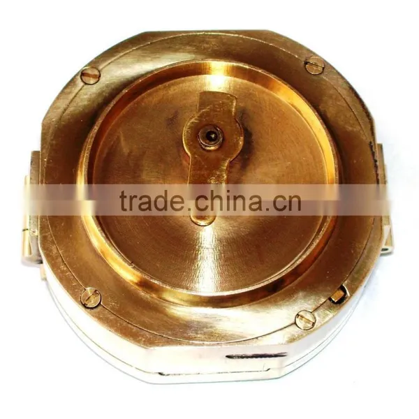 Antique Solid Brass Maritime Gift Compass With Leather Box 13497 photo-3