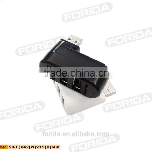 180 Degree Turnable Mini COMBO-usb Hub 2.0 + Card Reader for Gift photo-4