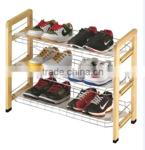 3 Layer Stainless Steel/wooden Shoe Rack /shoe Storage photo-3