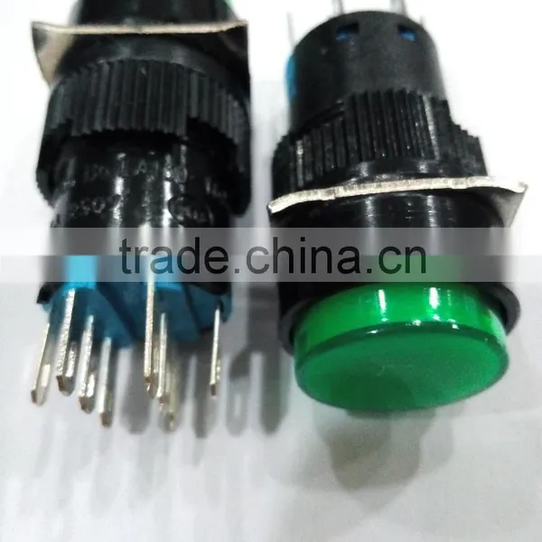 5A 220V 8pin Push Button Switch Red/green Color Momentary Led Push Button Switch