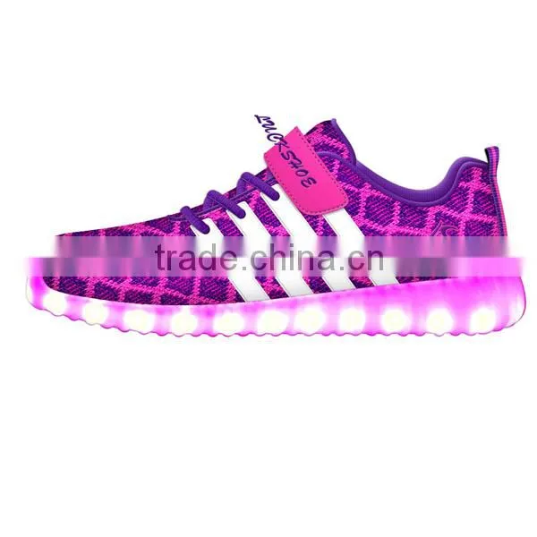 Lovely Candy Color LED Children Shoes Flyknit Upper Kids Casual Shoe for Wholesale photo-5