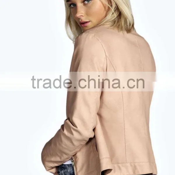 Shiny Collarless Faux Leather Jacket photo-2