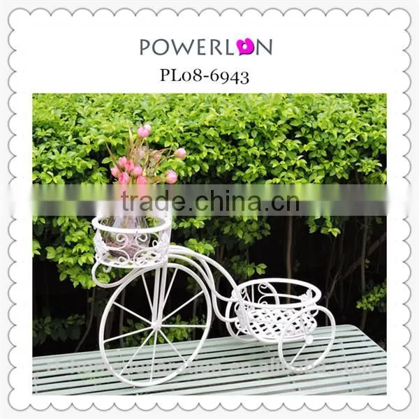 Best Selling White Bicycle Iron Flower Pot Stand photo-2