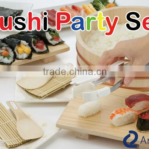japanese bamboo kitchenware made in japan sushi rolls machine mold tong bamboo mat spatula wooden bucket hand fan set
