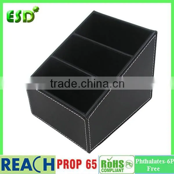 PU Leather Desktop Storage Box for Remote Control Mobile Phone Cosmetics Office Supplies Holder Collection Desk Organizer photo-2