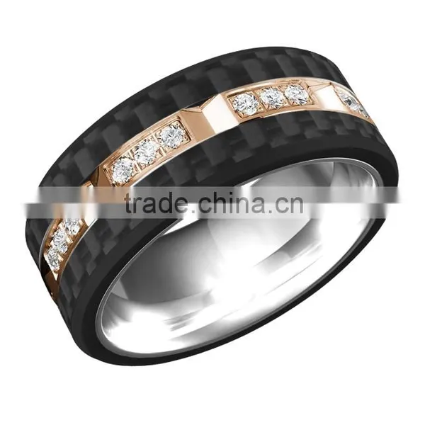 Wholesales Black Carbon Fiber Tungsten Ring Inlay cz 2016 Fashion Carbon Fiber Jewellery Rings Tungsten Carbide Bands photo-6