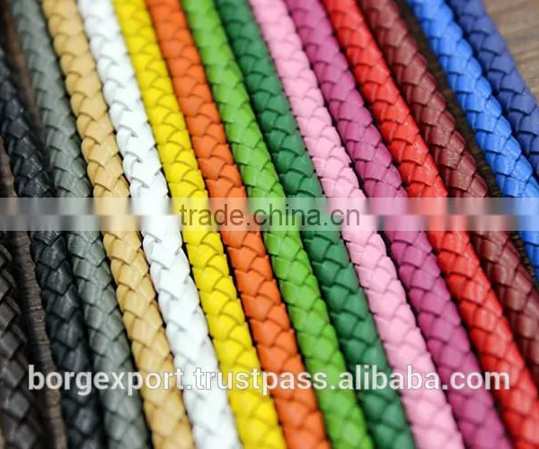 Bolo Braided Round Leather Cords |100% Genuine Leather Corda/ 3mm Braided Bolo Cord Round photo-3