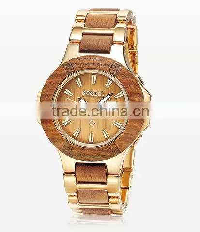 2016 New Design of Steel and Wood Quartz Watch