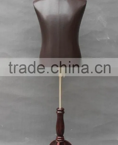 Male Bust Dress Form Mannequin Covered Leather Fabric