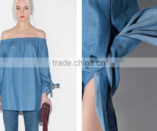 Women's Off The Shoulder Pleated Long Sleeve Loose Blouse photo-5
