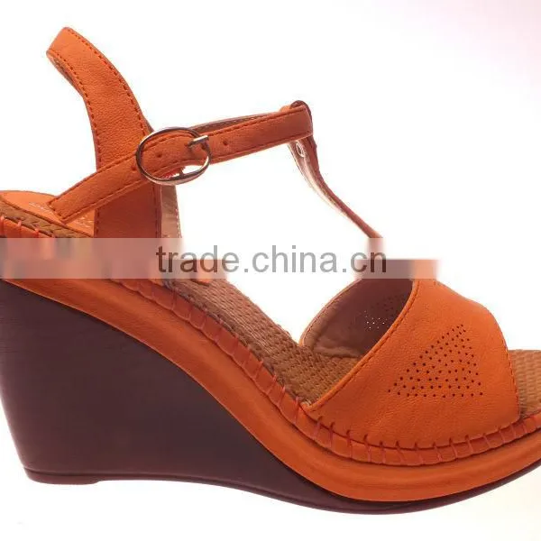 Sexy High Heel Women Sandals With pu Wedge Mark-thread Sole