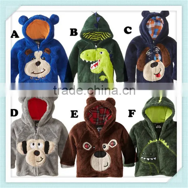 Fashion Children's Long Sleeve Cartoon Hooded Coat Kids Casual Clothing Baby Boys Girls Wool Jacket New Kid Coral Velvet Jacket
