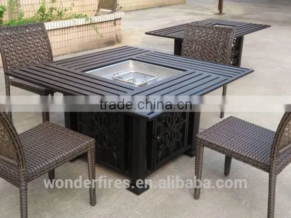 48" x 48" Square Chat Fire Pit Table - Outdoor FirePlace Fire Pit Heater Back Yard Propane Gas Patio Table Furniture photo-5