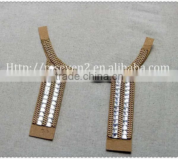 Whoelsale Crystal Acrylic Velvet Fabric Collar, Gold Metallic Women Collar, Women Jacket Big Collar photo-6