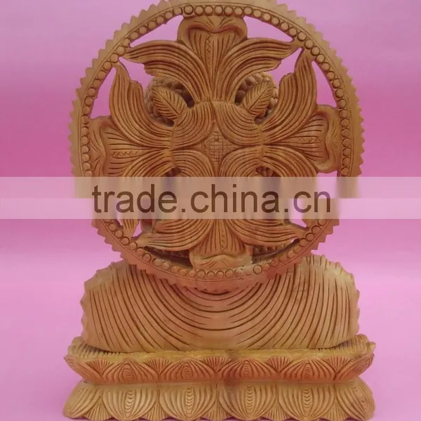 Wooden Handicraft Artisan Buddhism Sculptural Decore Gift Carving God Buddha Statue photo-4