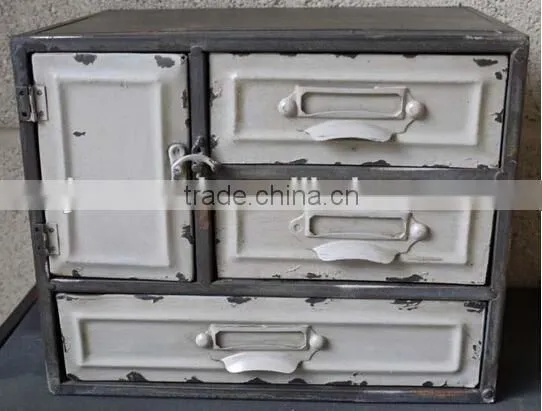 Small Industrial Vintage Retro Style 3 Drawers Metal Cabinet photo-2