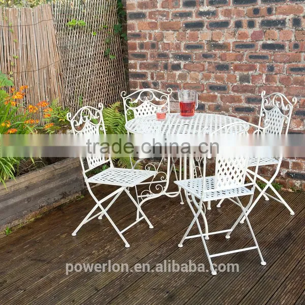 Fabulous Stylish Wrought Iron 4 Folding Chair 90cm Round Patio Set