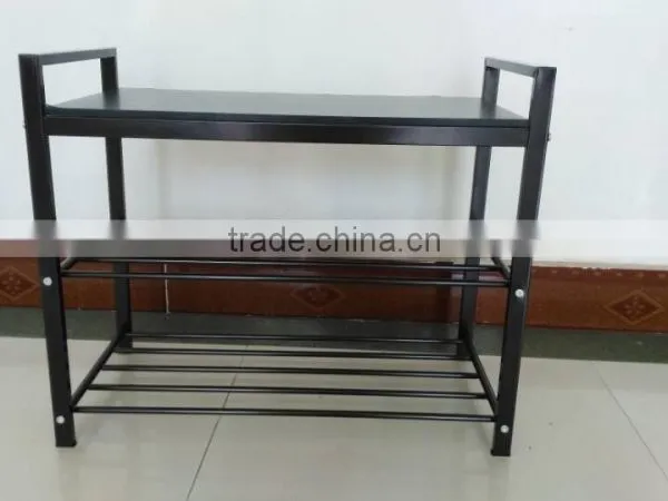 Three Tiers Metal Shoes Bench Storage Rack photo-3