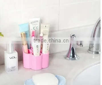 Cy269 Plastic Plum Blossom Shaped Dressing Table Cosmetic Storage Box Candy Color Desktop Separating Arrangement Box photo-2