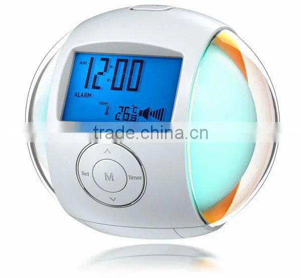 2013 Newest Novel Digital LCD Alarm Clock With 7 Colorful Changing Light photo-2