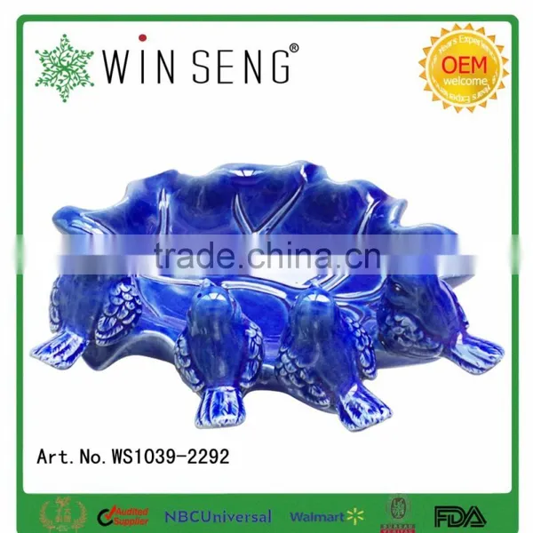 Garden Decor Glazed Leaf Bird Ceramic Porcelain Plate photo-2