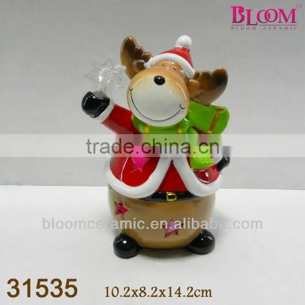 LED Light Ceramic Indoor Christmas Decorations Reindeer