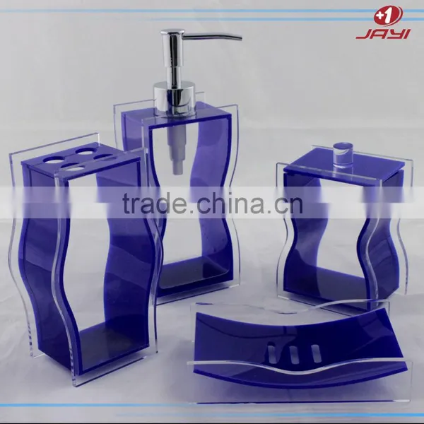 China Wholesale Luxury Pump Bottle Hotel Balfour Purple Crystal Clear Plastic Lucite Acrylic Bathroom Accessories photo-3