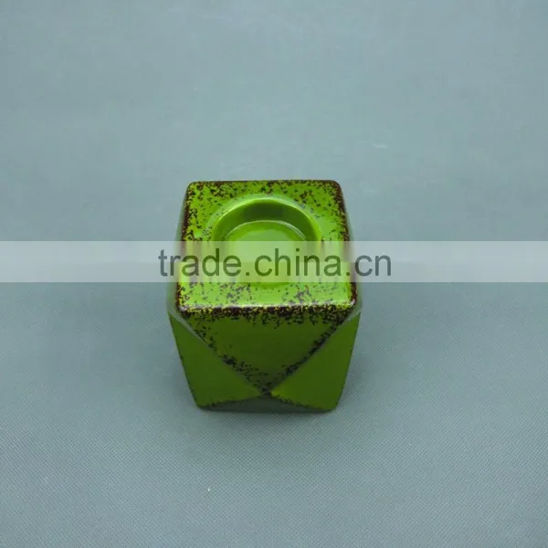 Hand Painted Antique Ceramic Tealight Candle Holder With Distressed Finish photo-2