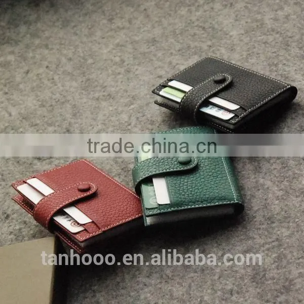 Litchi Stria Factory Direct Wholesale Leather Card Holder Customize Cards Bag With Buckle photo-5