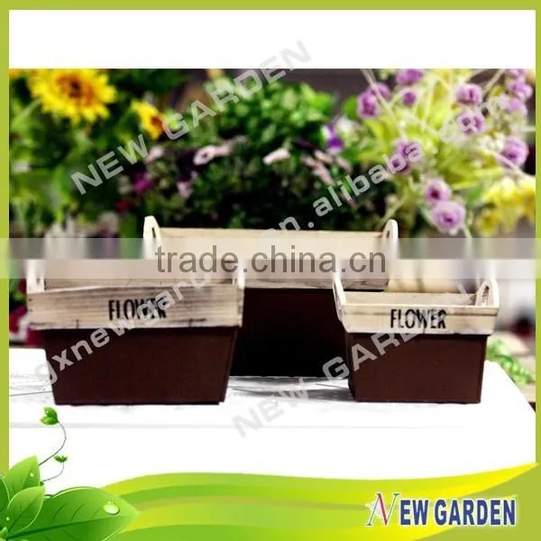 China Wholesale Durable Garden Lightweight Retangle Wooden Pot
