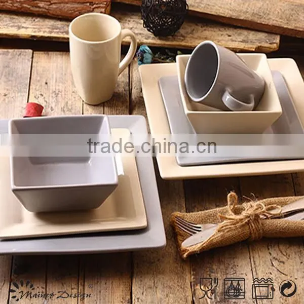 High Quality Square Gray Stoneware Dinnerware Set photo-3