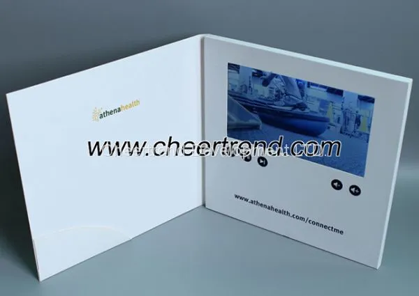 2017 Fashion Paper Business Card 7 Inches Lcd Video Brochure 210*210 mm Video Greeting Card With 1000 Mah photo-2