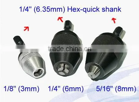 3mm to 8mm 3 Jaws Keyless Drill Chuck With Hex Quick Shank for Power Tools photo-4