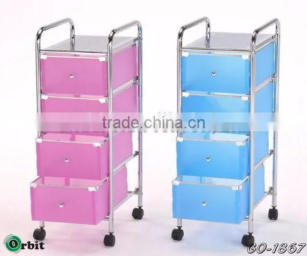 Colorful 4 Tier Plastic Storage Trolley With Drawers, Space Saving Storage Cabinet photo-2