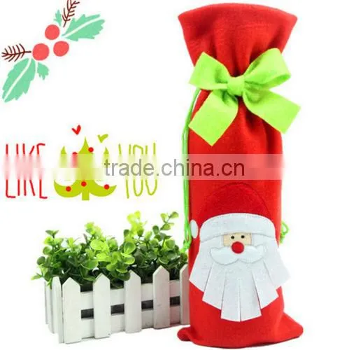 2016 New Cheap Christmas Decorations Red Santa Tree Wine Bottle Cover Bags Dinner Party Gift photo-6
