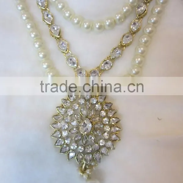 PEARL Gold Plated Necklace EARRING Set photo-2