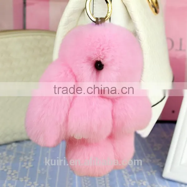 Genuine Rex Rabbit Furs Keychain Pendant Bag Car Charm Tag Cute Mini Rabbit Toy Doll Real Fur Monster Keychains 18cm photo-3