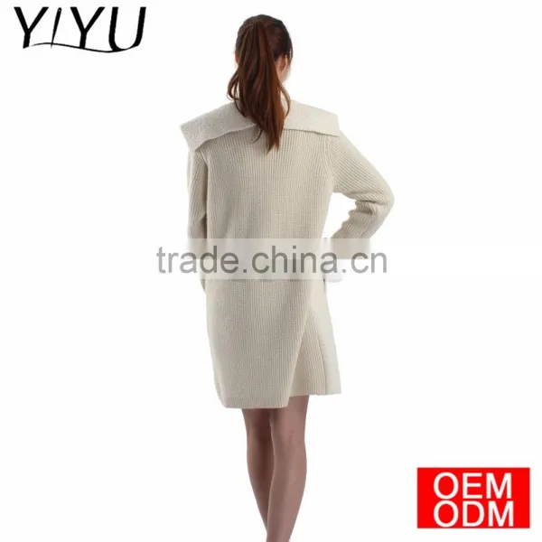 Wholesale 2017 Fall Winter Women Turndown Collar Knitted Long Cardigans Sweater photo-4