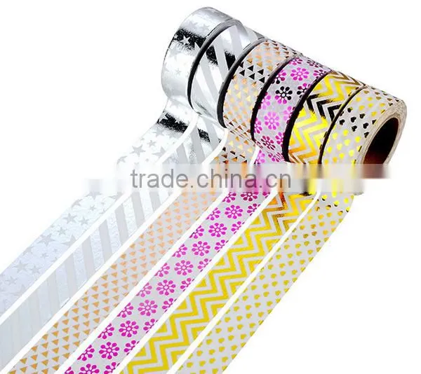 6 Pure Colors Washi Tape One Set Adhesive Paper Gold Stamping Carton Packing photo-2