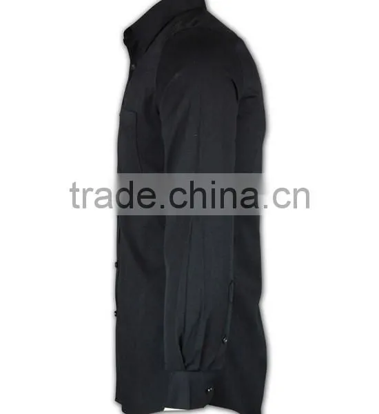 100% Cotton Design China Made Men's Black Ready Made Cotton Shirt photo-2