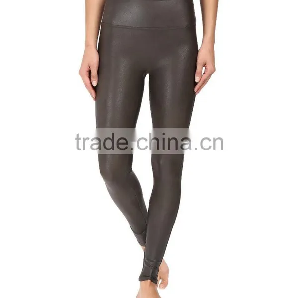 Wholesale Fashion 2017 Ladies Faux Leather Slim Fit Custom Yoga Leggings Sexy Leather Stretch Legging photo-5