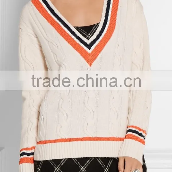 2017 V Neck Plain Sweater Woolen Sweater Design for Ladies photo-3