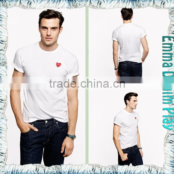 Soild White Heart Embroidery 0-Neck T Shirts for Man photo-5