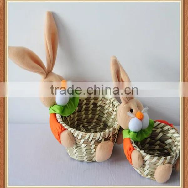 Small Grass Handmade Easter Rabbit Gift Baskets photo-3
