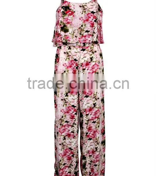 Floral Print Frill Top Strappy Women Jumpsuit for Women photo-4